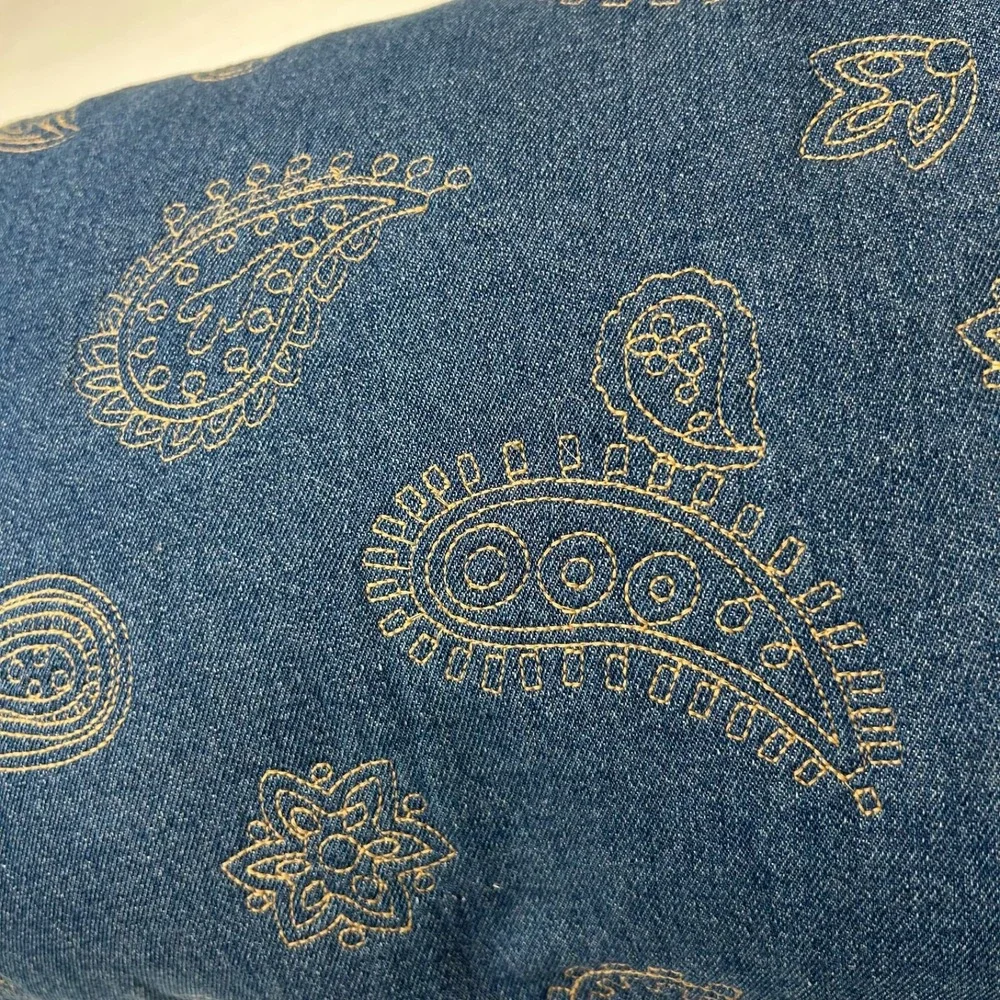 Woolrich Denim Blue Pillow Paisley Stitch Rectangle‎ 18
